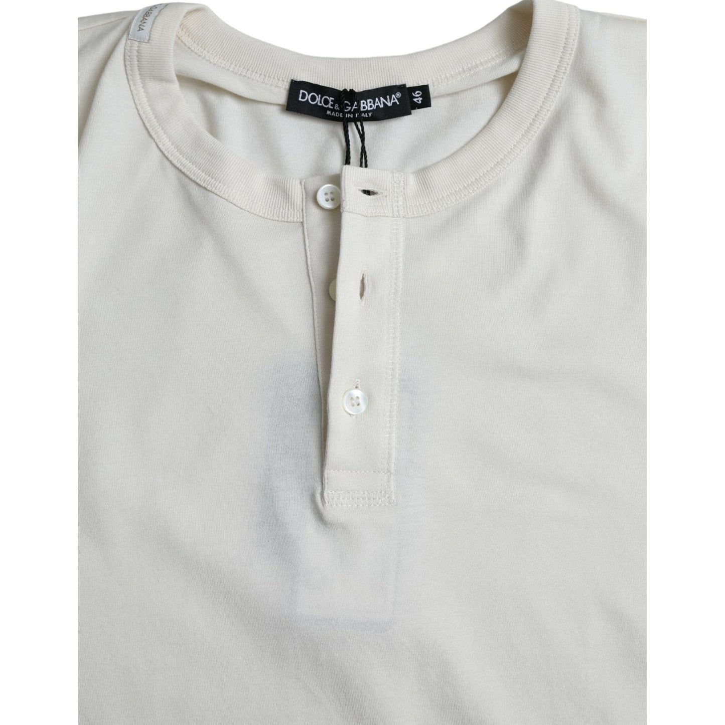 Dolce & Gabbana Off White Cotton Round Neck Pullover Sweater TSH84667-44
