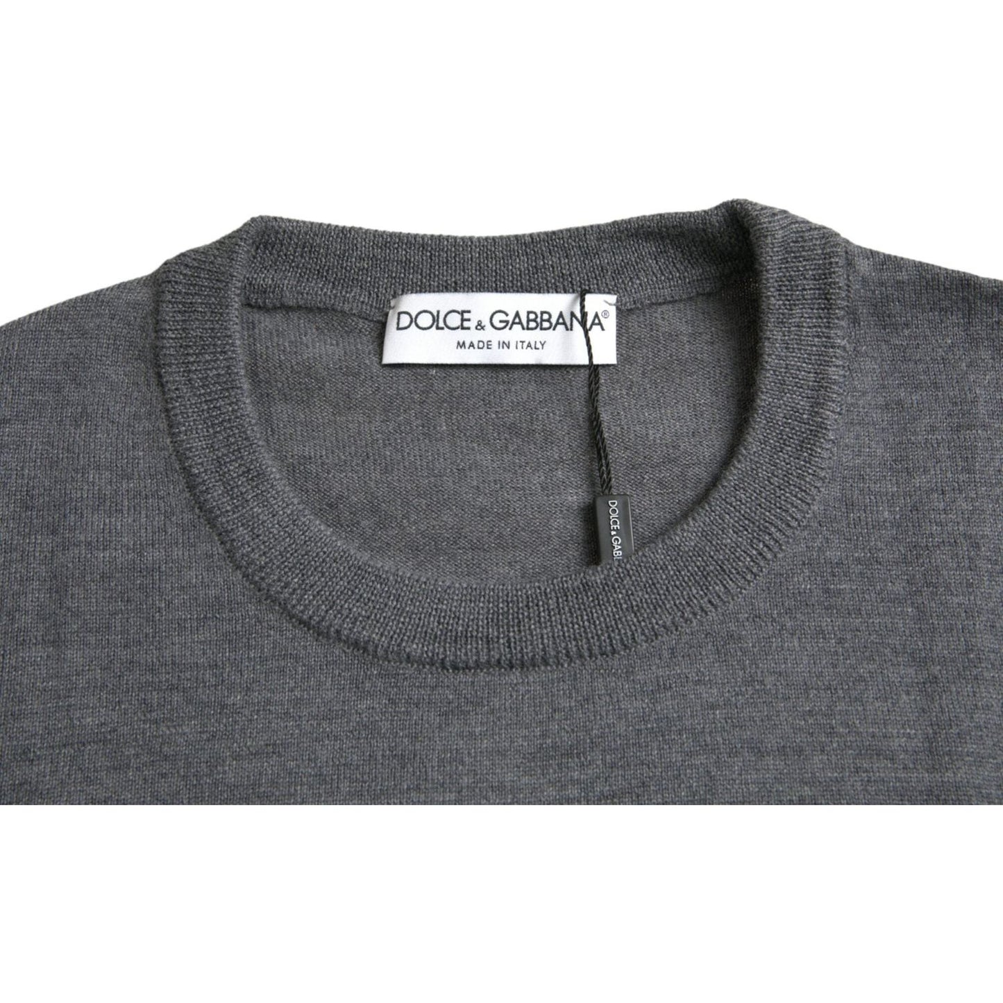 Dolce & Gabbana Dark Gray Wool Crew Neck Pullover Sweater TSH84590-52
