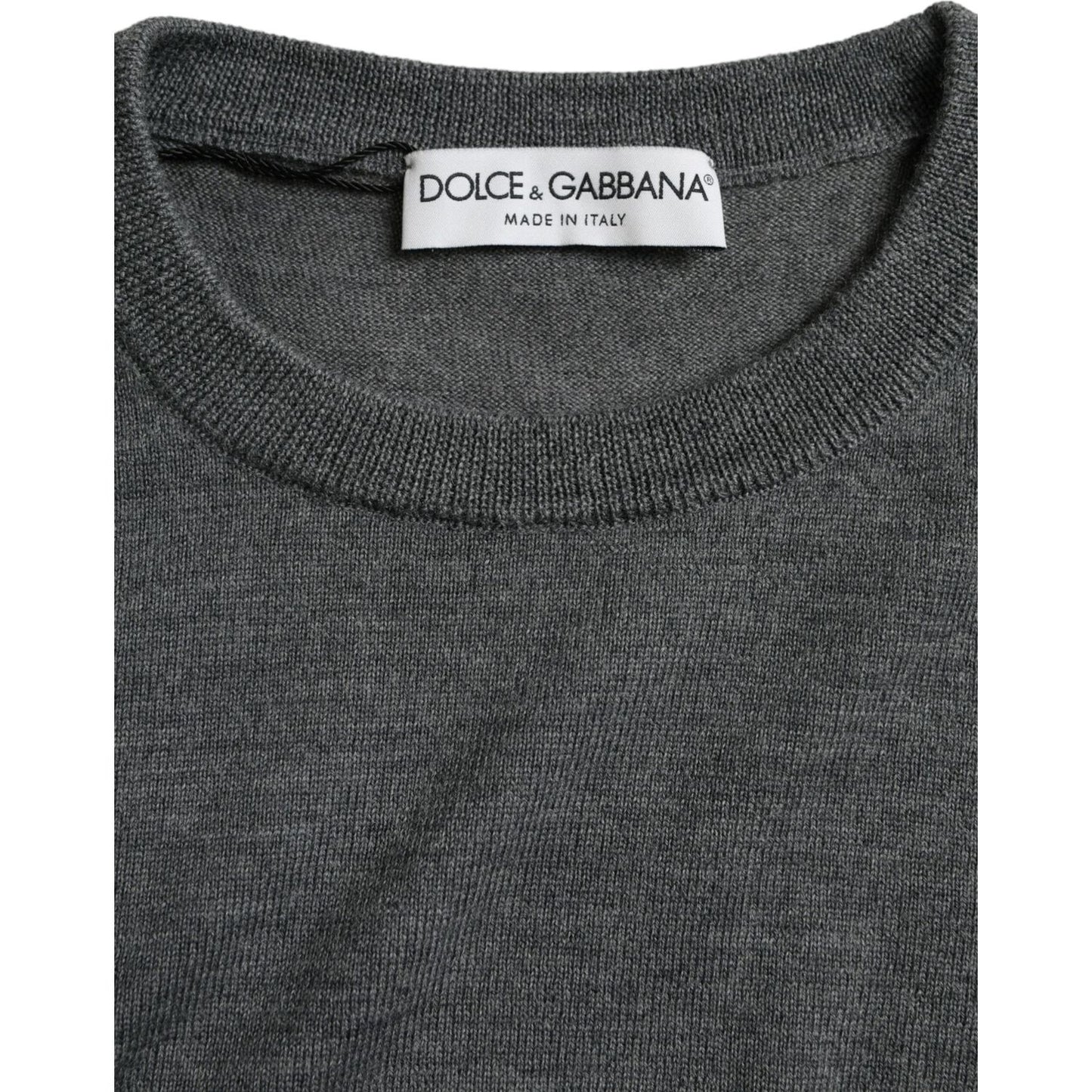 Dolce & Gabbana Dark Gray Wool Crew Neck Pullover Sweater TSH84668-54