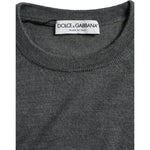 Dolce & Gabbana Dark Gray Wool Crew Neck Pullover Sweater TSH84668-54