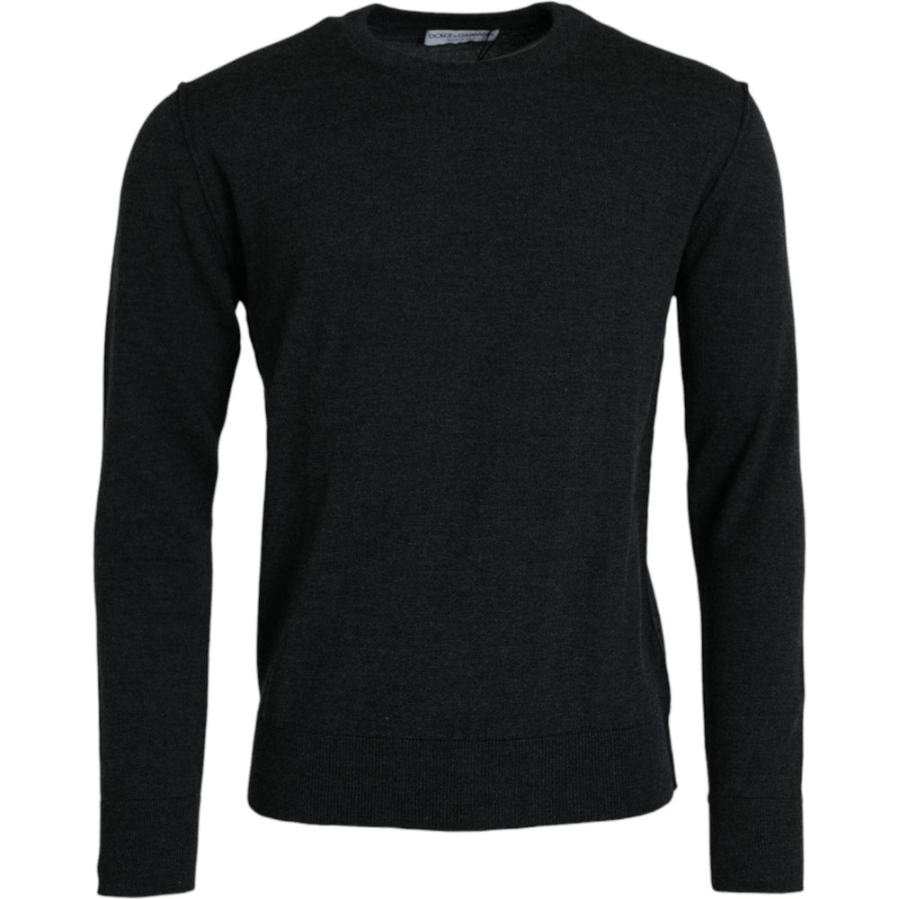 Dolce & Gabbana Dark Gray Wool Crew Neck Pullover Sweater TSH84673-52