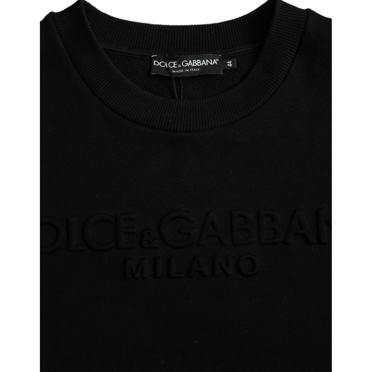 Dolce & Gabbana Black Cotton Long Sleeves Sweatshirt Sweater TSH851944-44