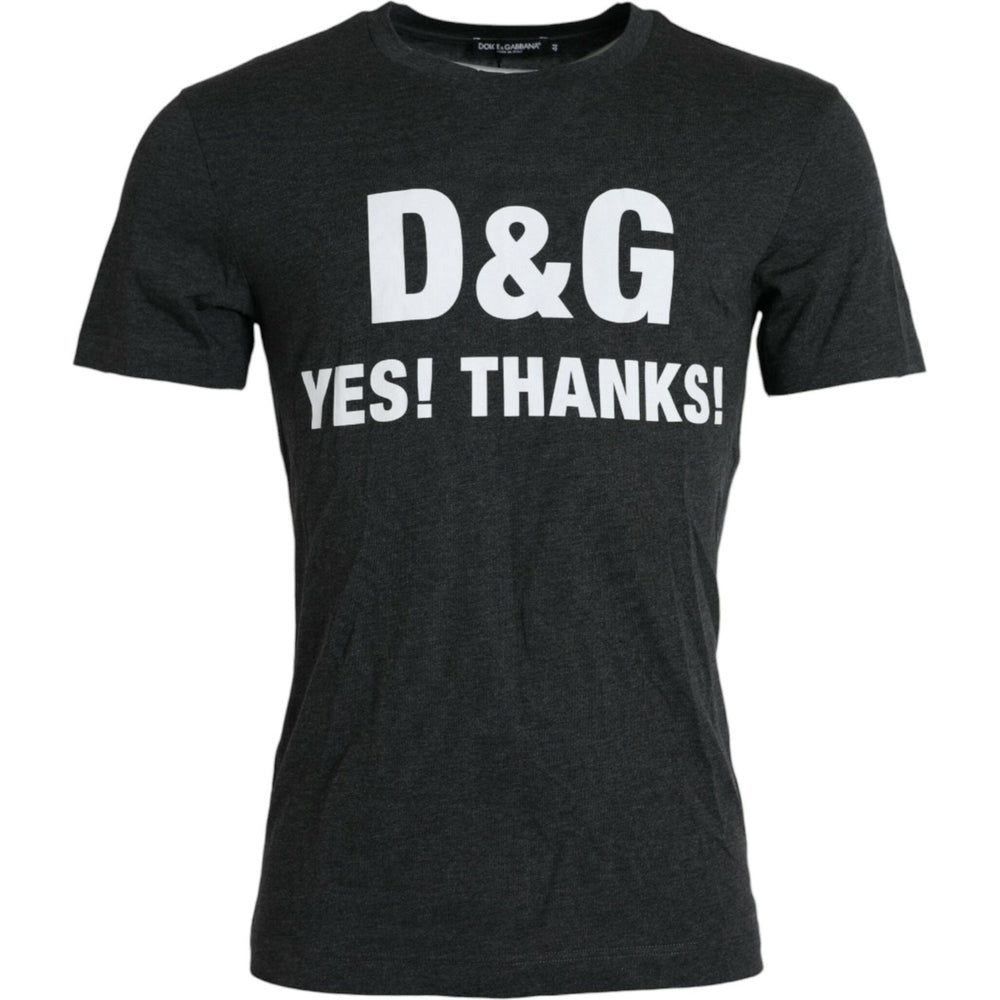 Dolce & Gabbana Gray Logo Print Crewneck Short Sleeve T-shirt TSH84595-44