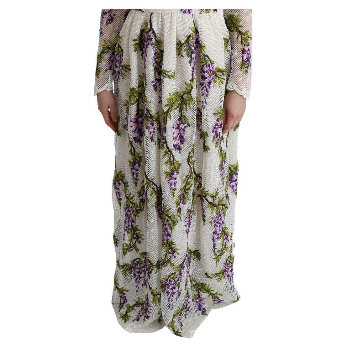 Dolce & Gabbana White Floral Embroidered Maxi Dress SIG60559-1