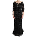 Dolce & Gabbana Black Cotton Silk Floral Long Dress SIG60574-3