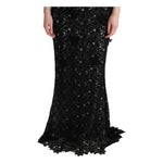 Dolce & Gabbana Black Cotton Silk Floral Long Dress SIG60574-3