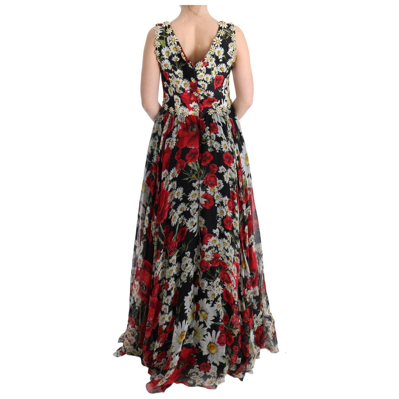Dolce & Gabbana Multicolor Silk Floral Crystal Long Maxi Dress SIG60643-1