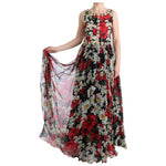 Dolce & Gabbana Multicolor Silk Floral Crystal Long Maxi Dress SIG60643-1