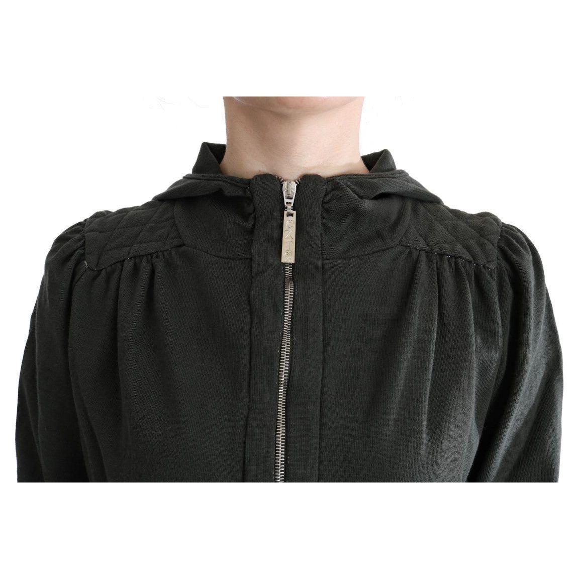 Exte Gray Top Hooded Cotton Zipper Sweater SIG30145-1