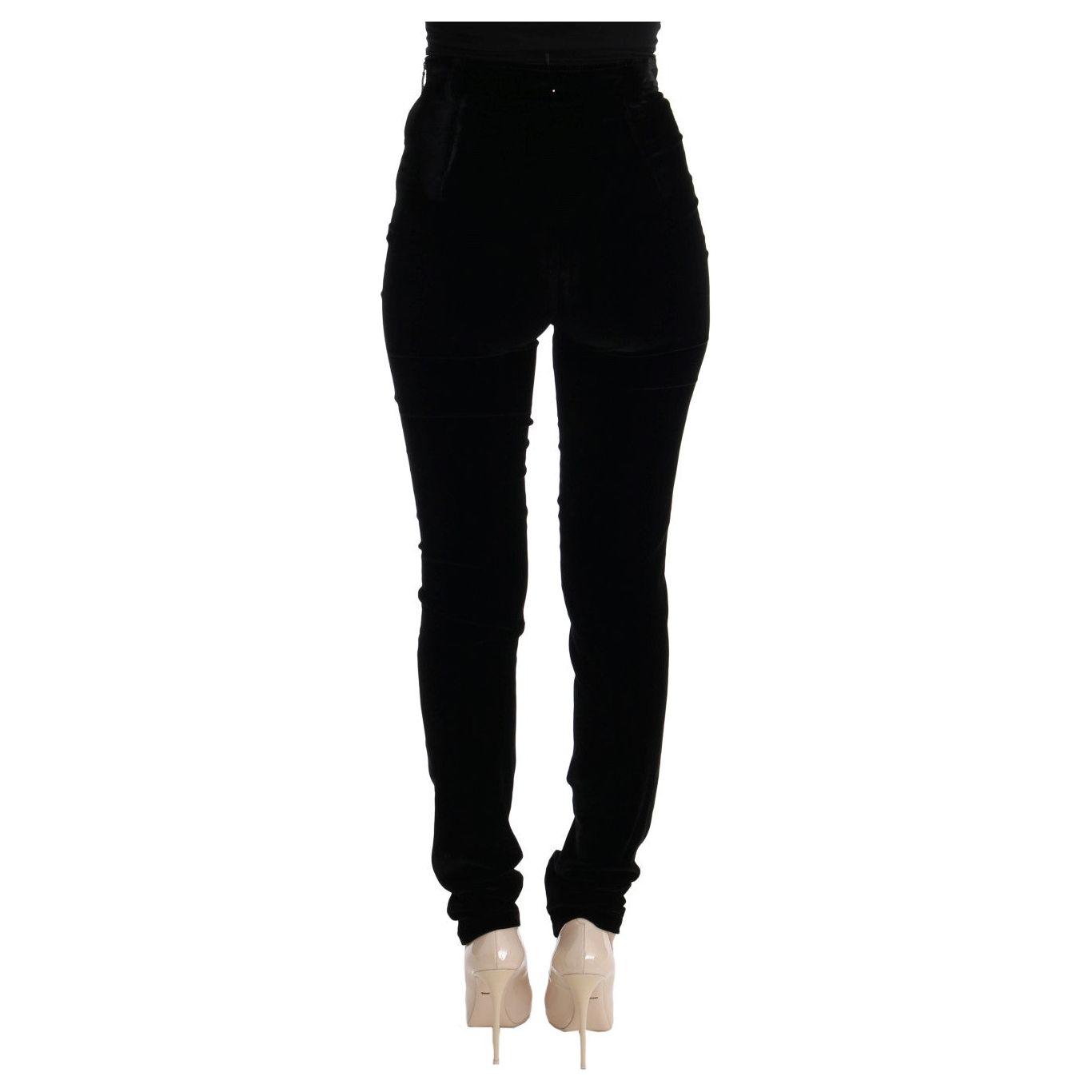 Ermanno Scervino Black Velvet Slim Fit Pants SIG30300-4