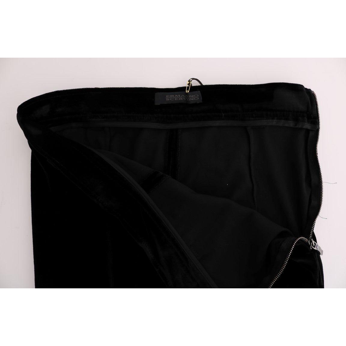 Ermanno Scervino Black Velvet Slim Fit Pants SIG30300-4