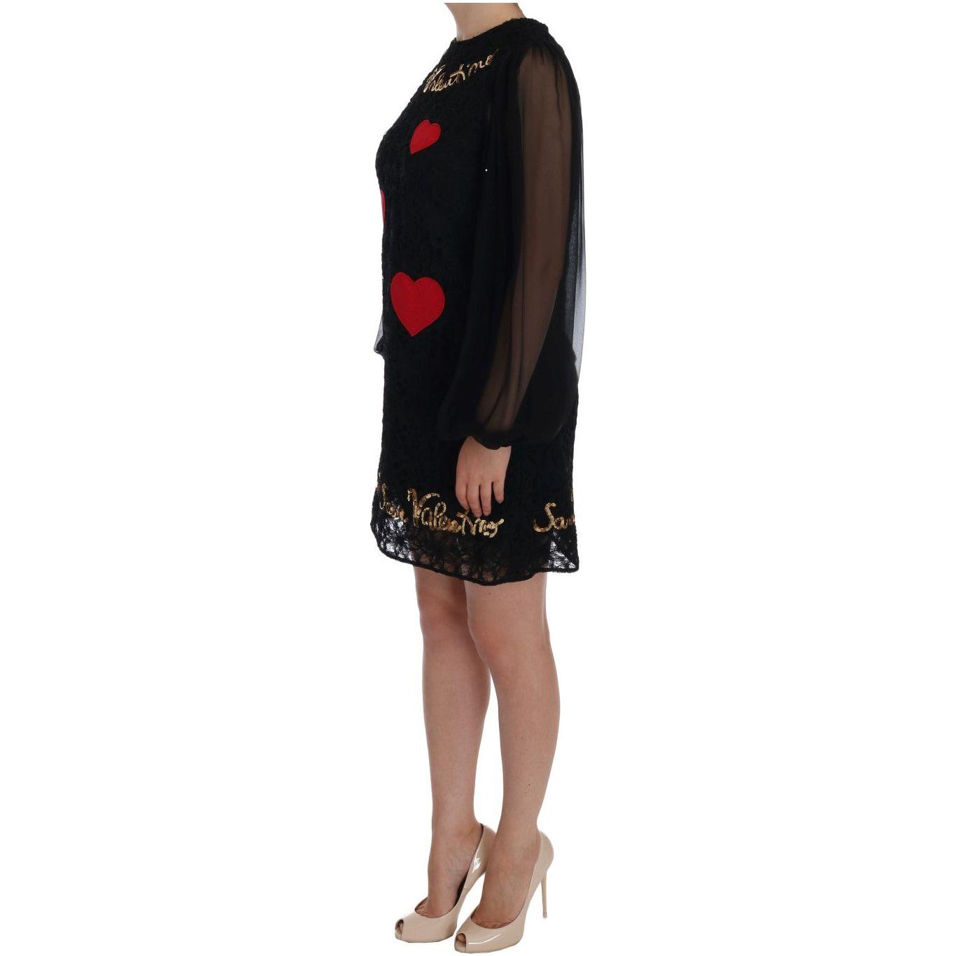 Dolce & Gabbana Black San Valentino Sequined Shift Dress DR1019-5
