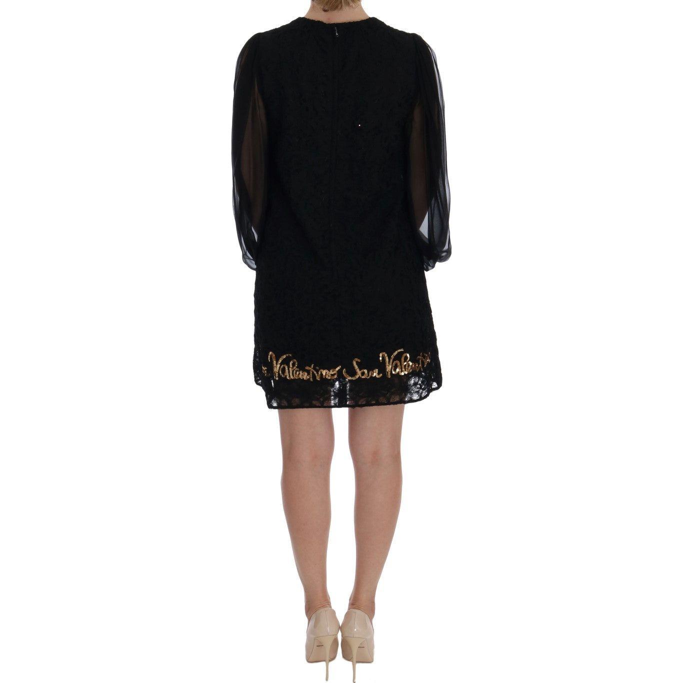 Dolce & Gabbana Black San Valentino Sequined Shift Dress DR1019-5
