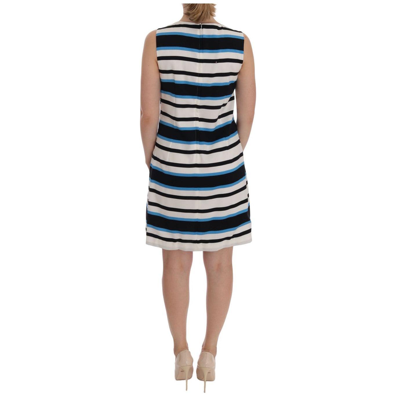 Dolce & Gabbana Blue White Striped Silk Stretch Shift Dress DR1156-4