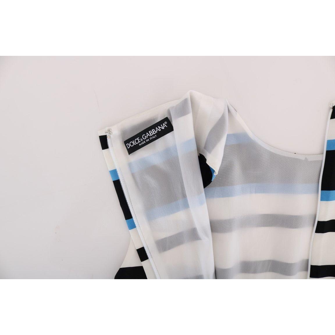 Dolce & Gabbana Blue White Striped Silk Stretch Shift Dress DR1156-4