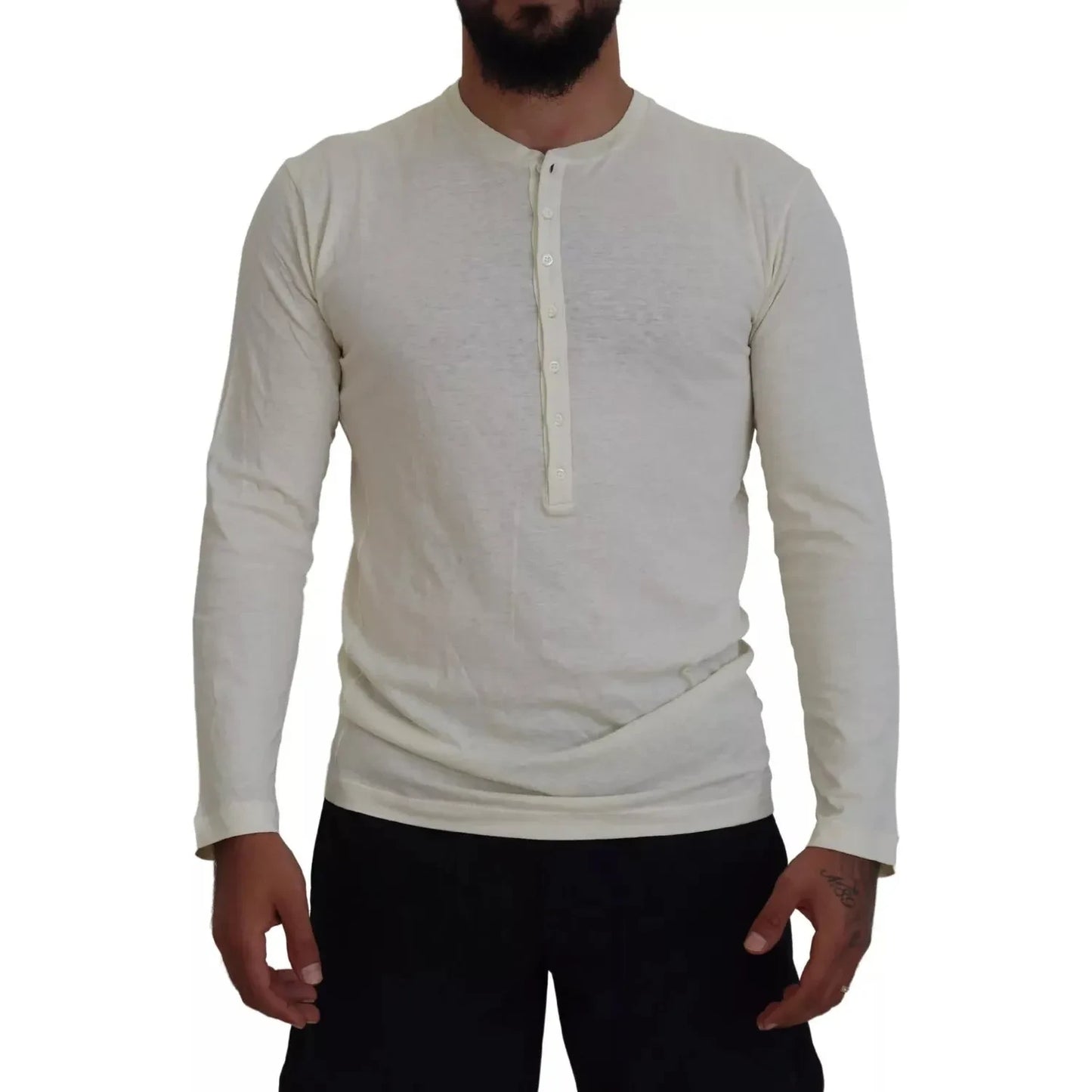 Dsquared² Beige Cotton Linen Long Sleeves Pullover Sweater TSH3758-44