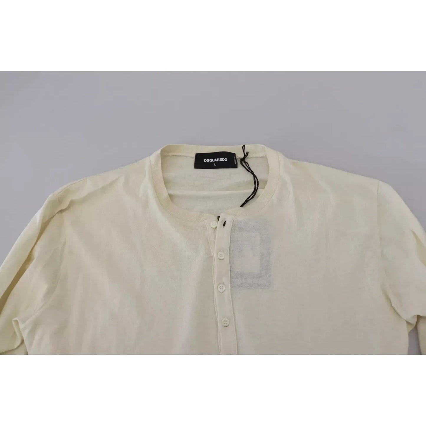 Dsquared² Beige Cotton Linen Long Sleeves Pullover Sweater TSH3758-44