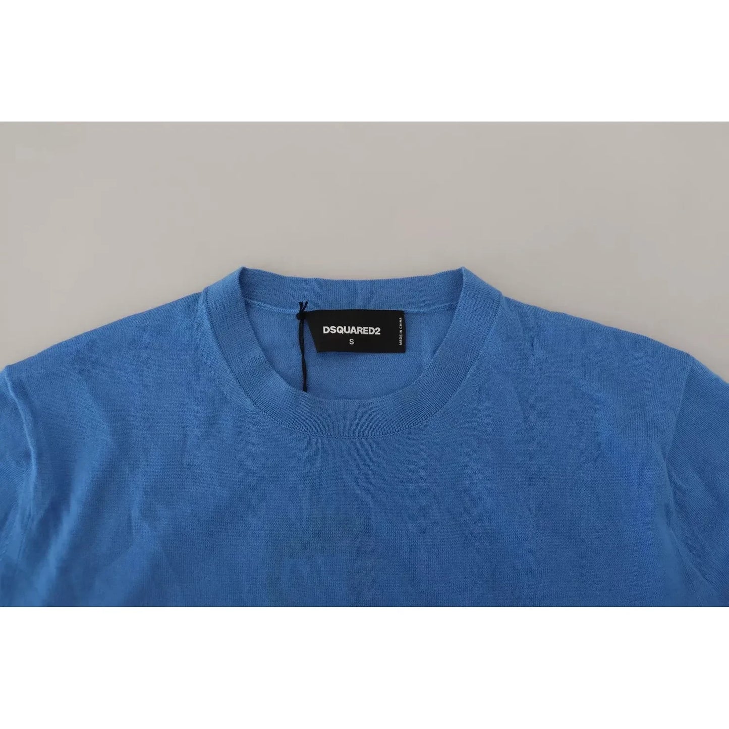 Dsquared² Blue Wool Long Sleeves Crewneck Pullover Sweater TSH83207-46