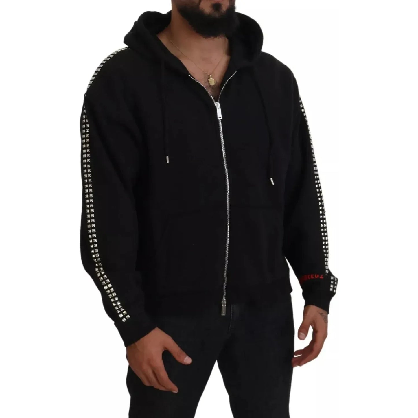 Dsquared² Black Embellished Full Zip Hooded Sweater TSH84019-48