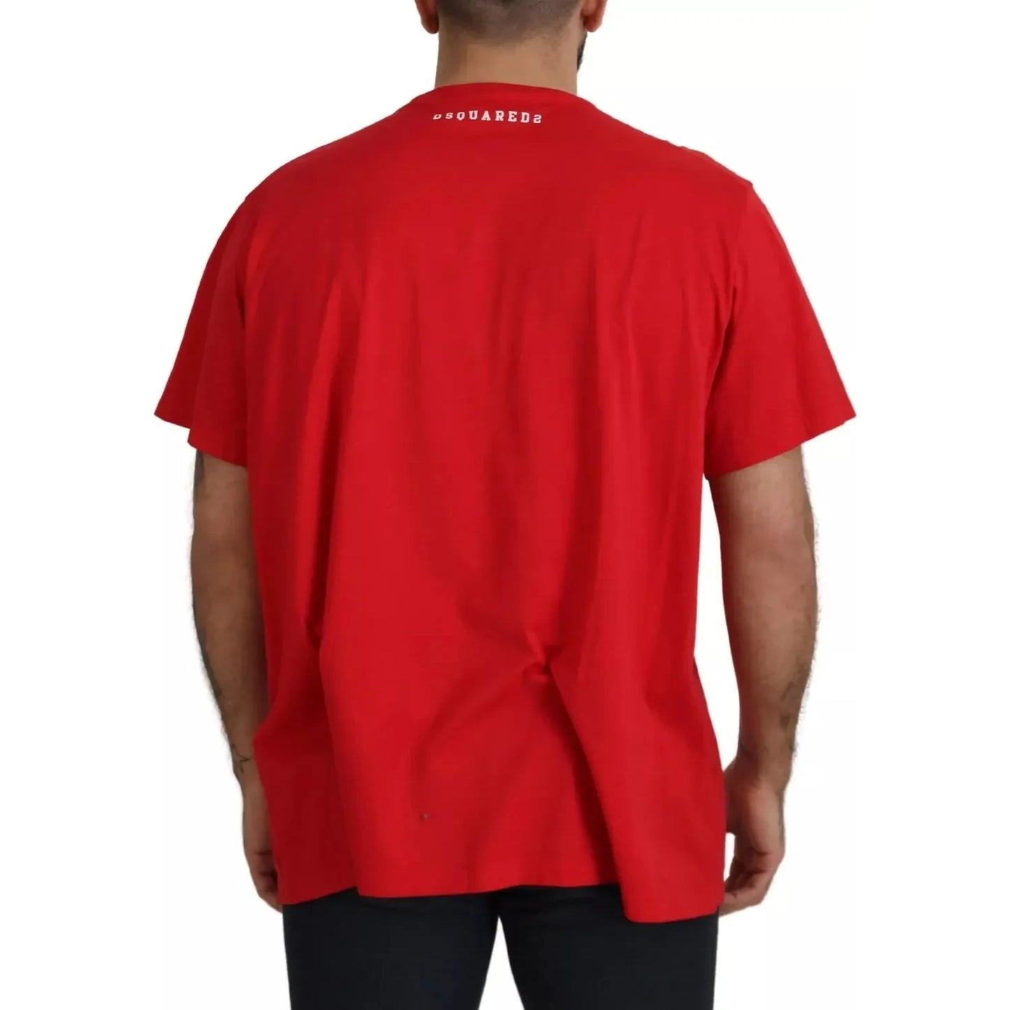 Dsquared² Red Printed Cotton Short Sleeves Crewneck T-shirt