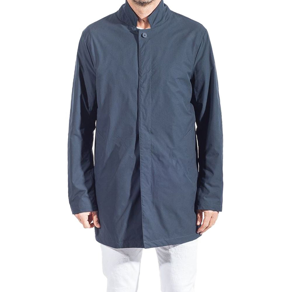 People Of Shibuya Blue Recycled Polyester Men Trench Coat PE-12443-IT54 | XXL