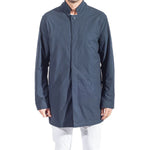 People Of Shibuya Blue Recycled Polyester Men Trench Coat PE-12443-IT54 | XXL