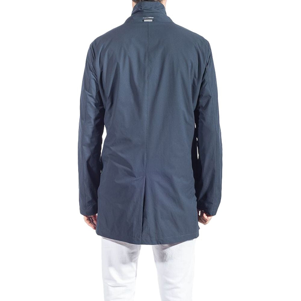 People Of Shibuya Blue Recycled Polyester Men Trench Coat PE-12443-IT54 | XXL