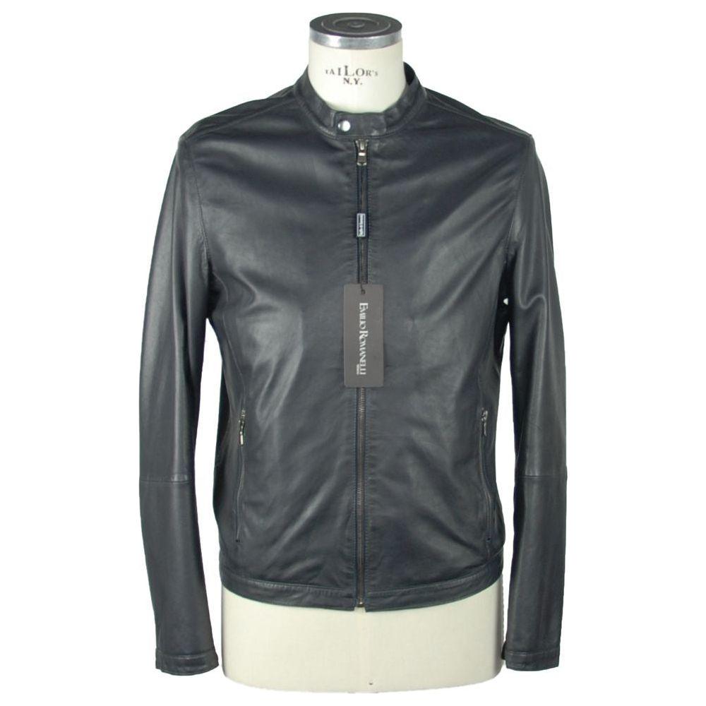 Emilio Romanelli Sapphire Elegance Leather Jacket EM-975-IT58 | 3XL
