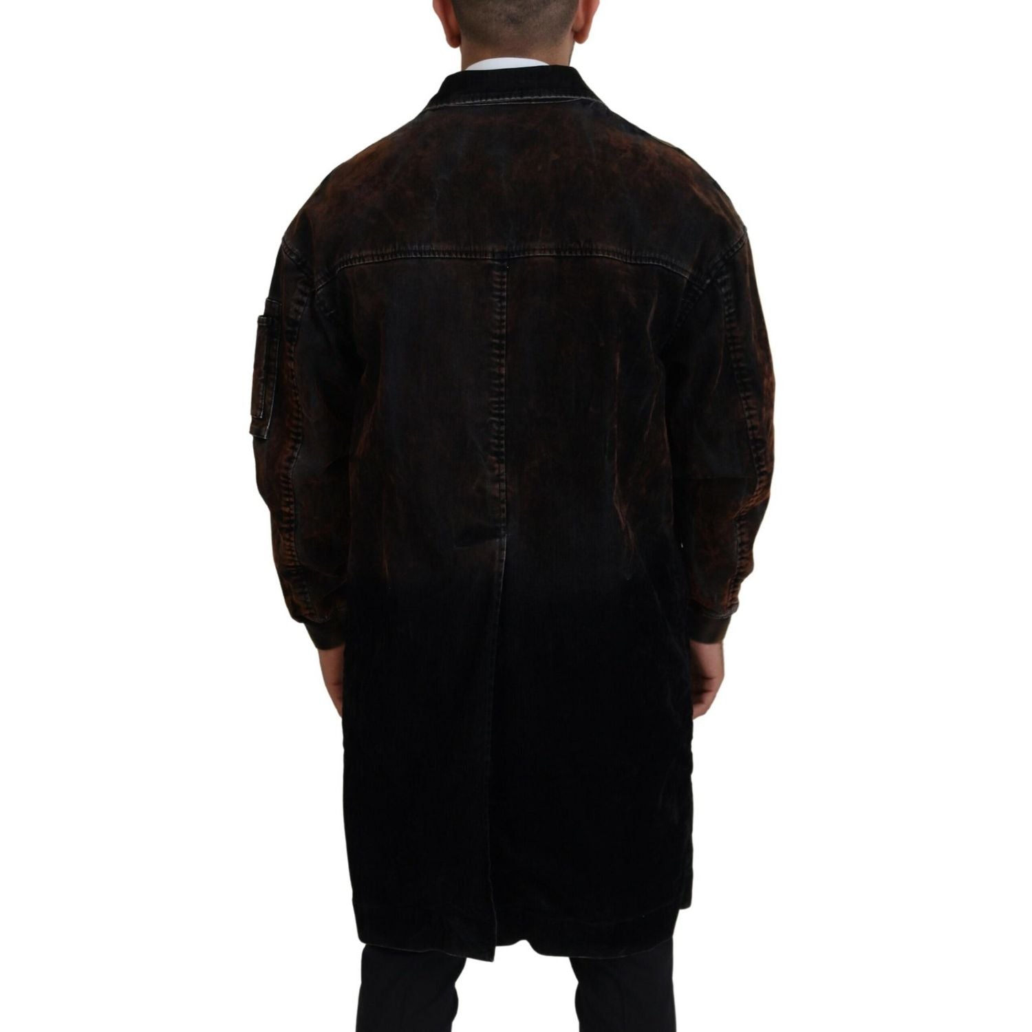 Dsquared² Brown Full Button Men Long Coat Cotton Jacket