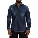 Dsquared² Blue Tattered Crystal Embellished Denim Shirt JKT3532-48