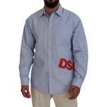 Dsquared² Blue Stripes Logo Print Long Sleeves Formal Shirt TSH83553-48