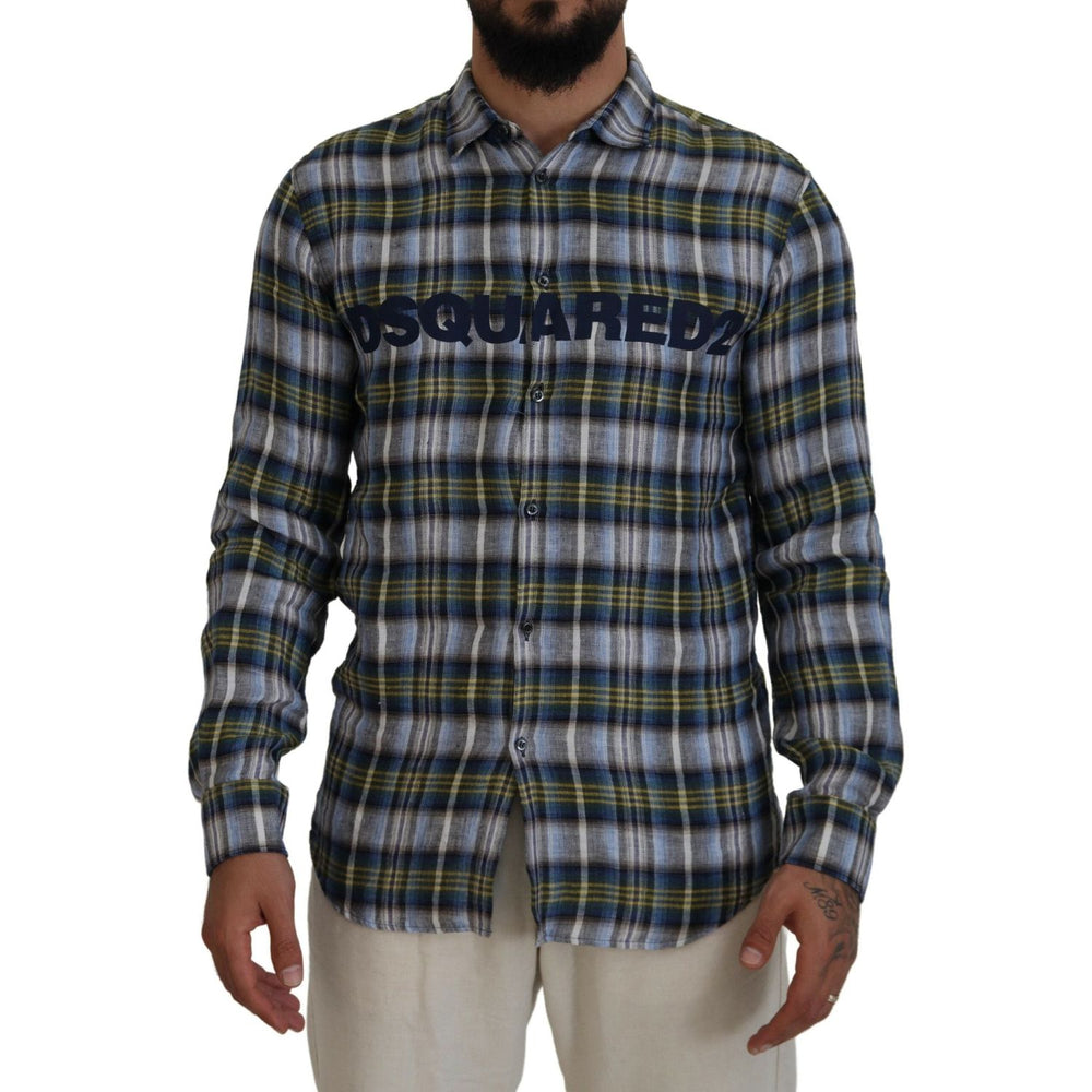 Dsquared² Multicolor Checkered Casual Men Long Sleeves Shirt TSH83554-48