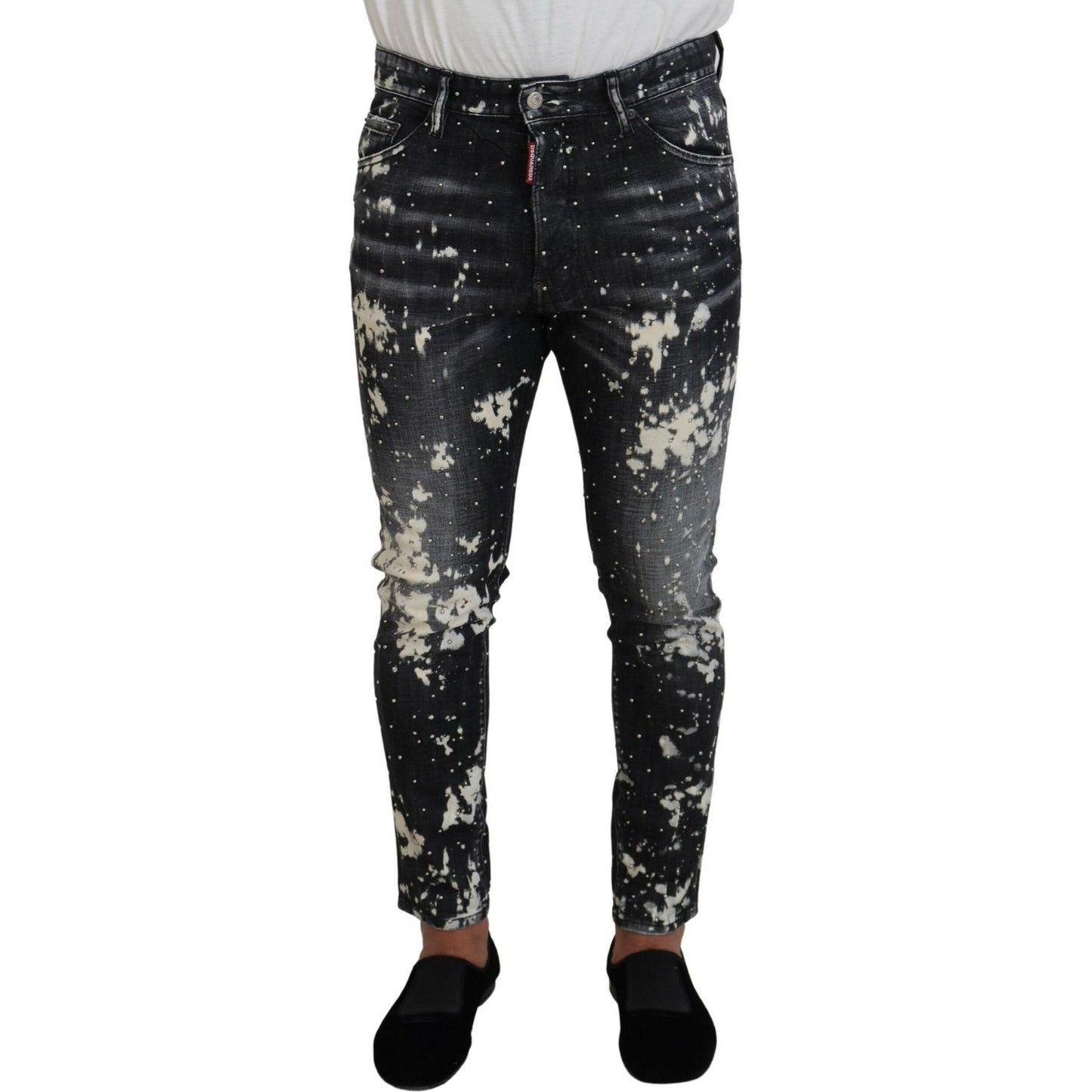 Dsquared² Gray Wash White Splash Print Skinny Denim Jeans PAN74367-48