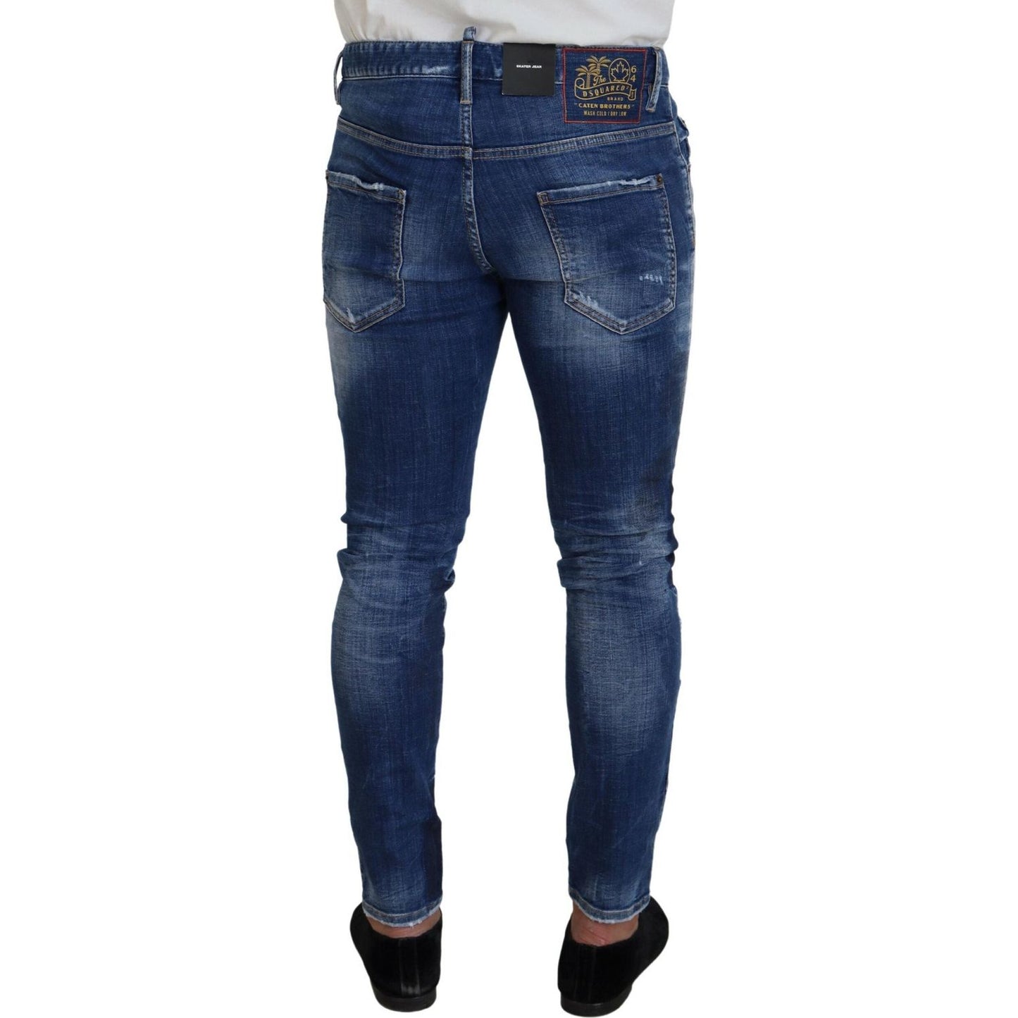 Dsquared² Blue Washed Patchwork Skinny Men Denim Jeans PAN74369-48