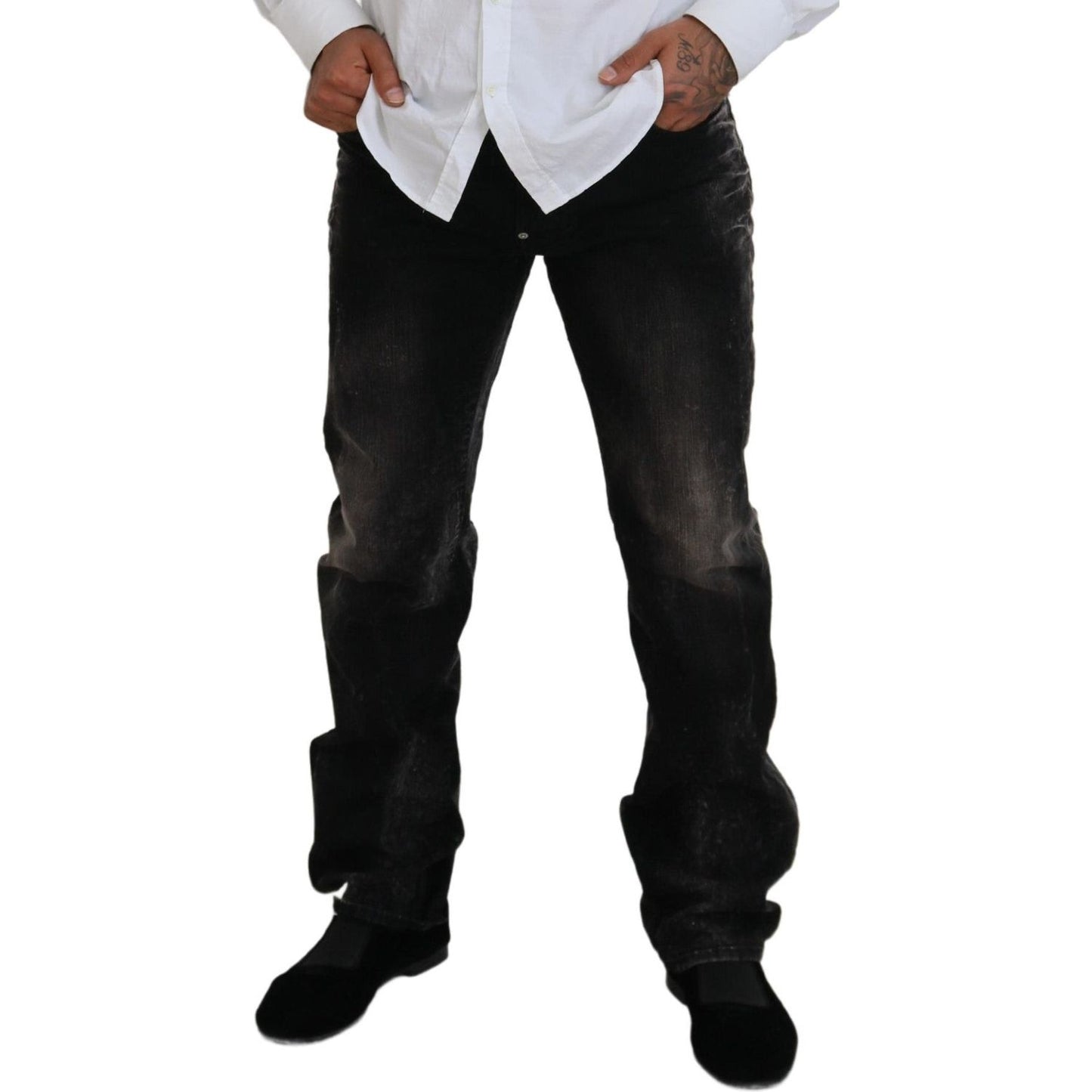 Dsquared² Black Washed Cotton Straight Fit Casual Denim Jeans PAN74440-48