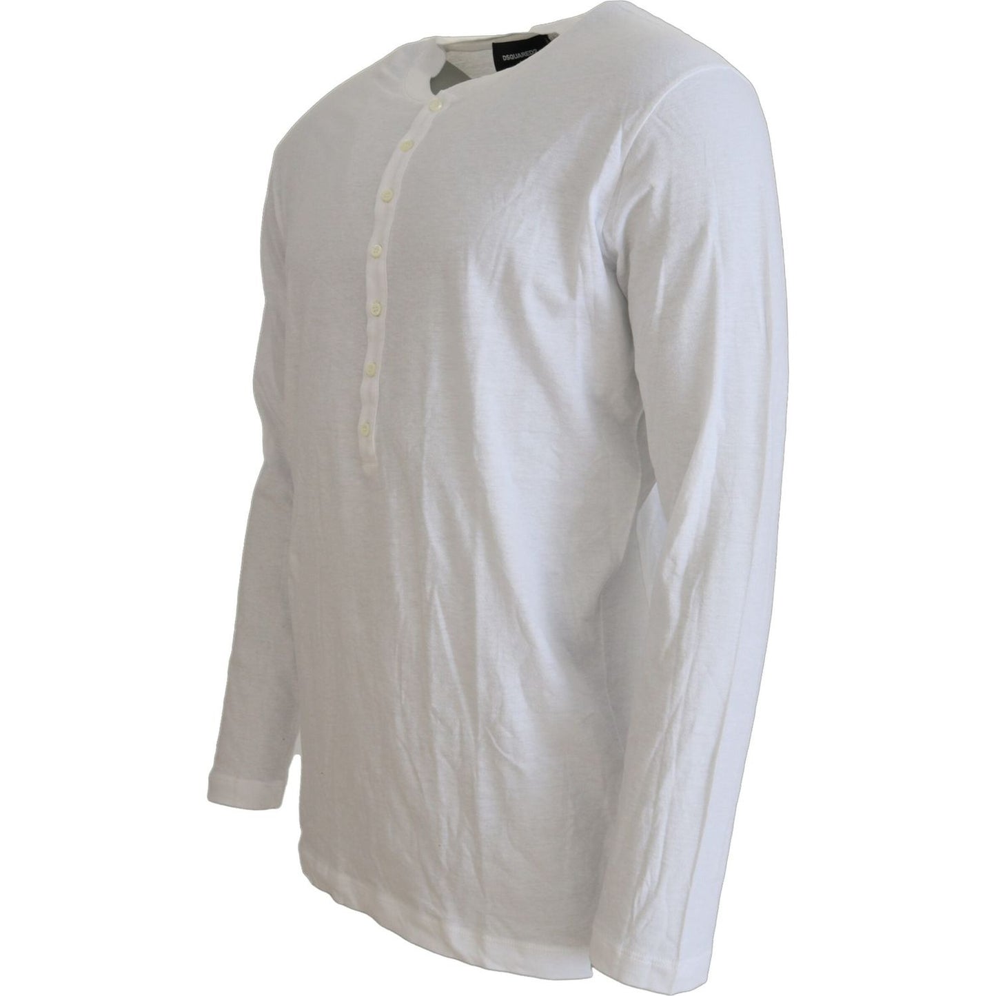 Dsquared² White Cotton Linen Long Sleeves Pullover Sweater TSH83202-50
