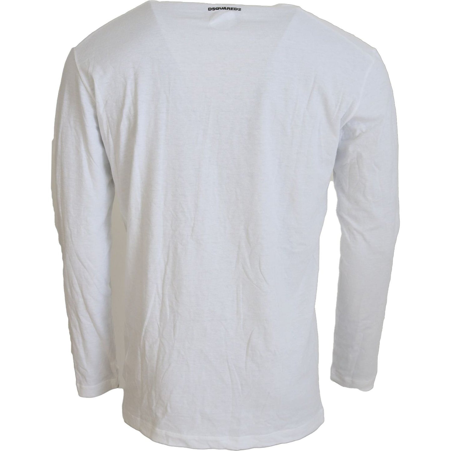 Dsquared² White Cotton Linen Long Sleeves Pullover Sweater TSH83202-50