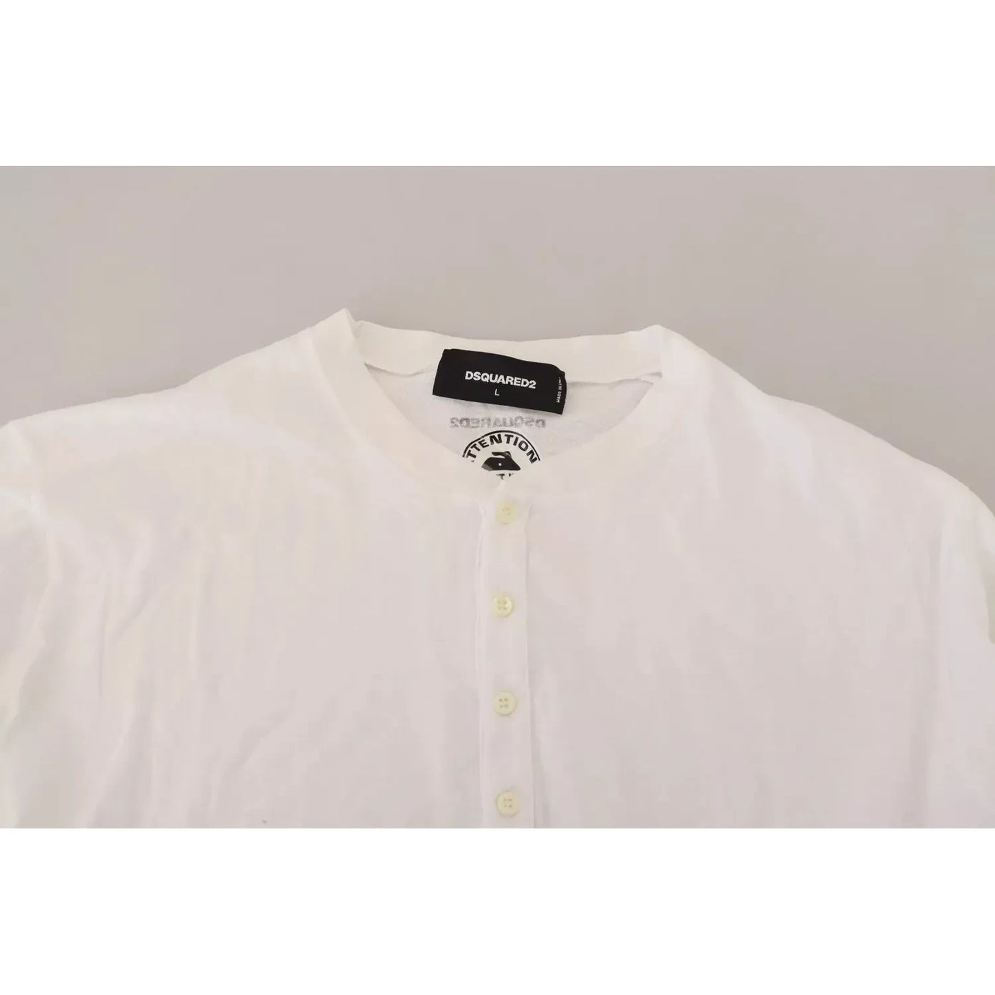 Dsquared² White Cotton Linen Long Sleeves Pullover Sweater TSH83202-50