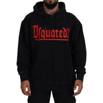 Dsquared² Black Cotton Hooded Printed Men Pullover Sweater TSH83480-48