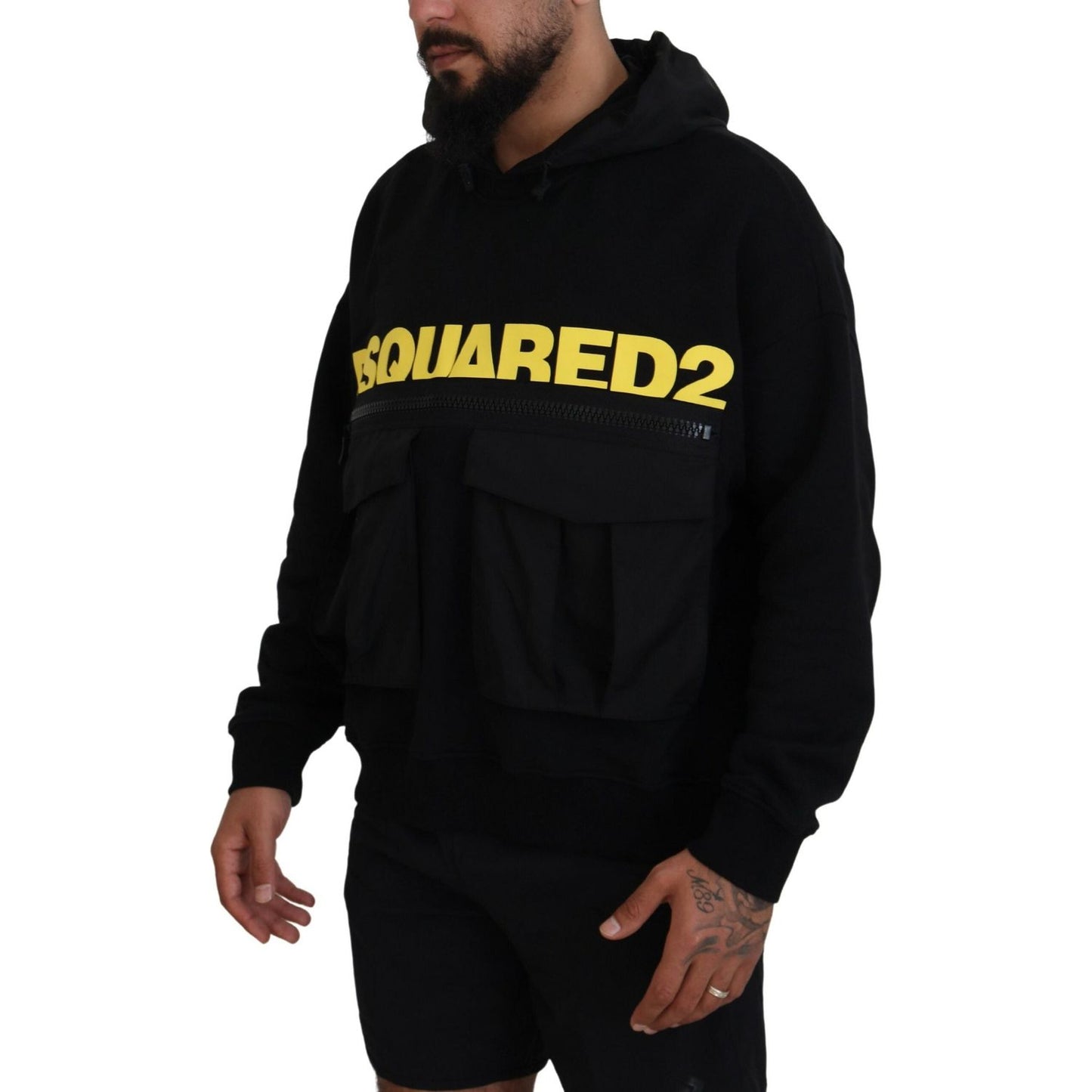 Dsquared² Black Cotton Hooded Printed Pullover Sweater TSH83488-48