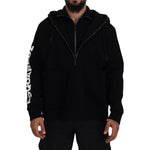 Dsquared² Black Hooded Printed Sleeves Double Zip Sweater TSH83490-48