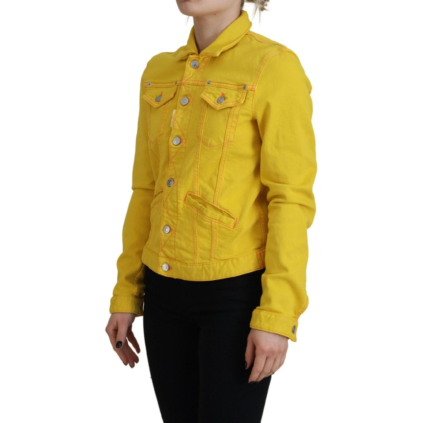 Dsquared² Yellow Collared Long Sleeves Denim Jacket JKT3520-38