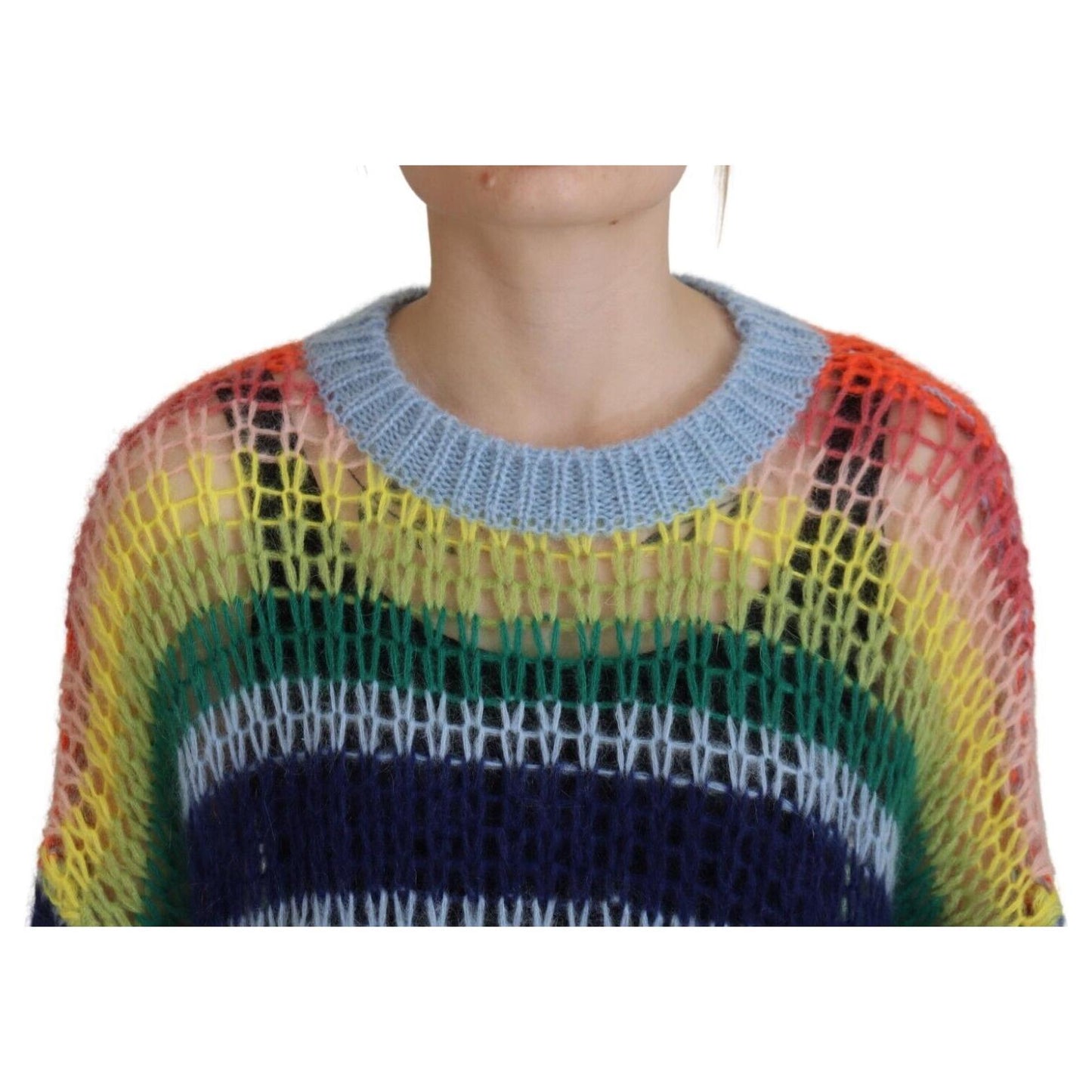 Dsquared² Multicolor Knitted Mohair Crewneck Pullover Sweater TSH83469-38