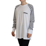 Dsquared² White Cotton Striped Crew Neck Short Sleeve Sweater TSH83408-38