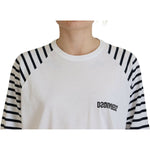 Dsquared² White Cotton Striped Crew Neck Short Sleeve Sweater TSH83408-38