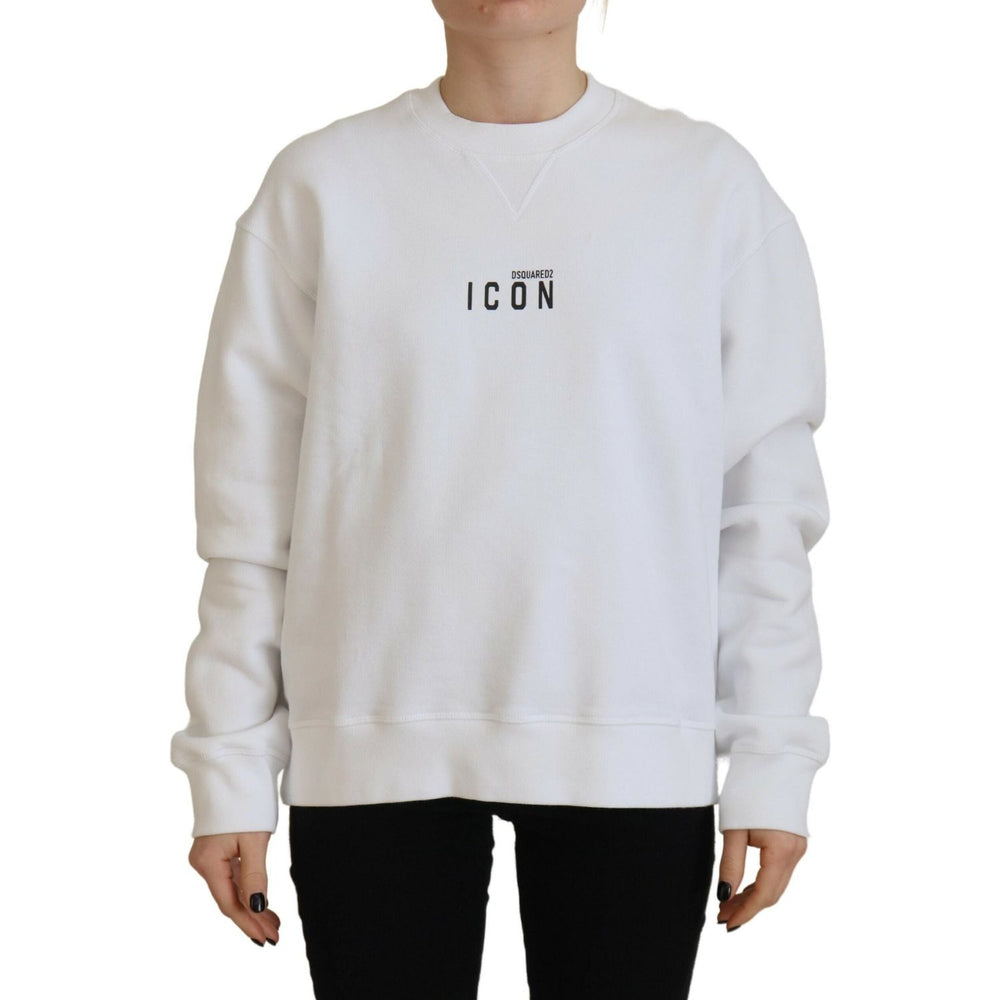 Dsquared² White Cotton Printed Long Sleeve Crew Neck Sweater TSH83437-38