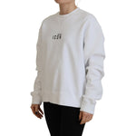 Dsquared² White Cotton Printed Long Sleeve Crew Neck Sweater TSH83437-38
