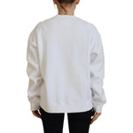 Dsquared² White Cotton Printed Long Sleeve Crew Neck Sweater TSH83437-38