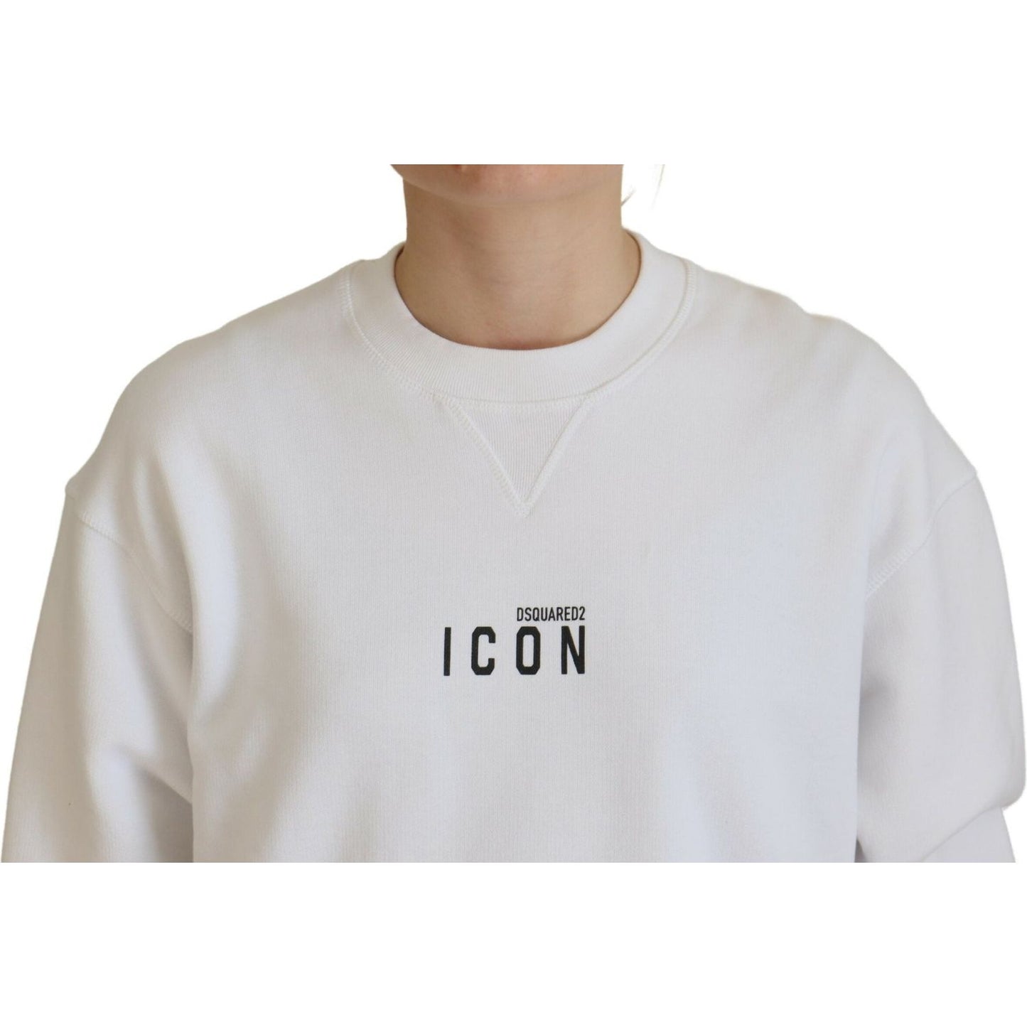 Dsquared² White Cotton Printed Long Sleeve Crew Neck Sweater TSH83437-38