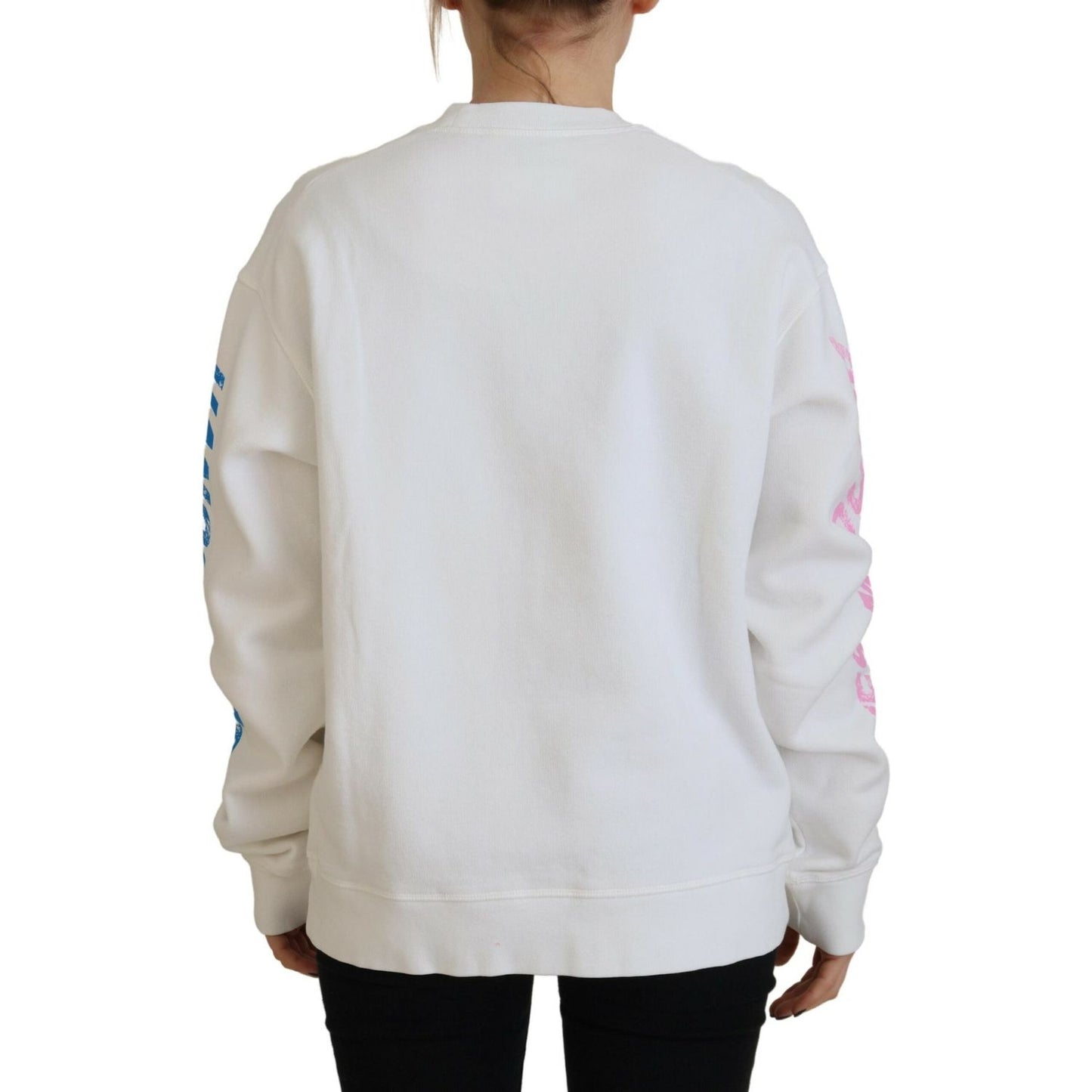 Dsquared² White Cotton Printed Women Long Sleeve Sweater TSH83442-38
